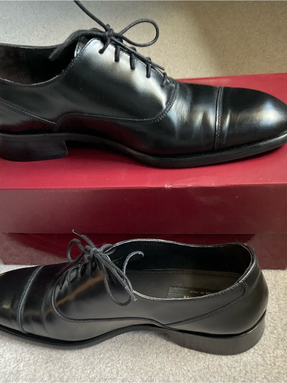 To Boot Black Leather Cap-Toe Derby Dress Shoes